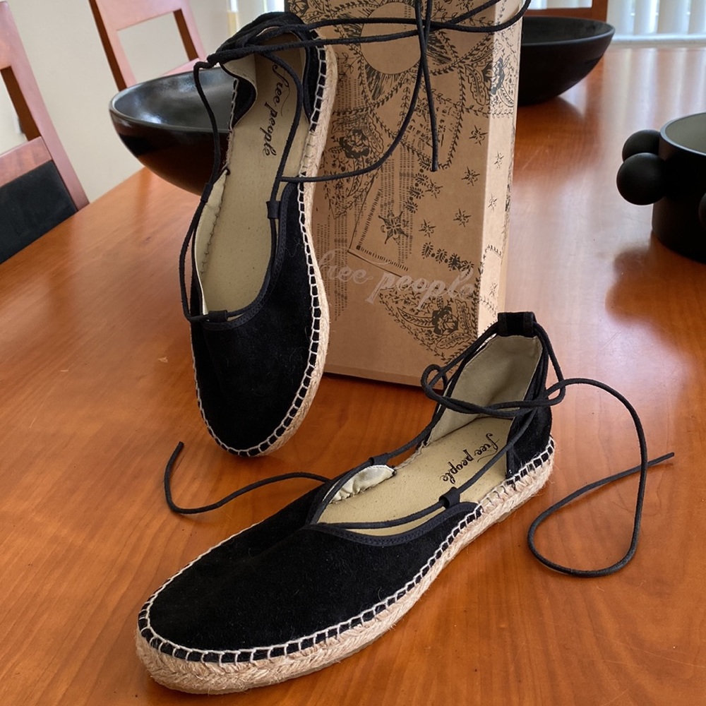 Free People - Marina Lace Up Espadrille (Black) US 10